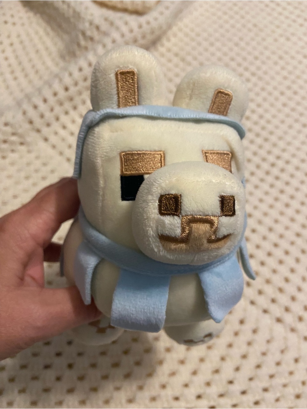 Plush Cream & Light Blue Alpaca Stuffed Animal Plush